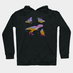 T-Rex Art, Tyrannosaurus Art, Dinosaur and Butterflies Hoodie